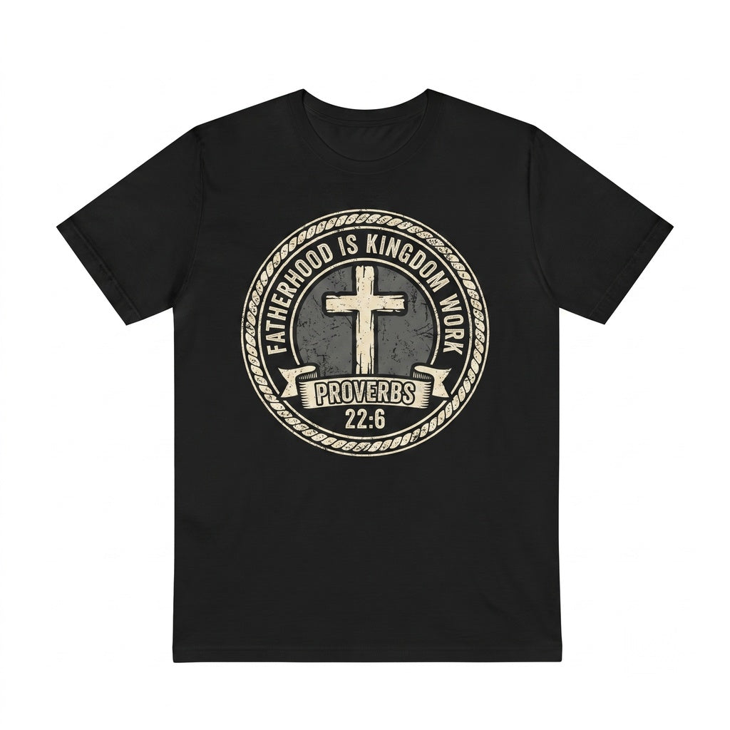 Fatherhood Is Kingdom Work Proverbs 226 Christian Dad Faith Based Fathers Day Gift Minimalist Bible Verse Unisex TShirt