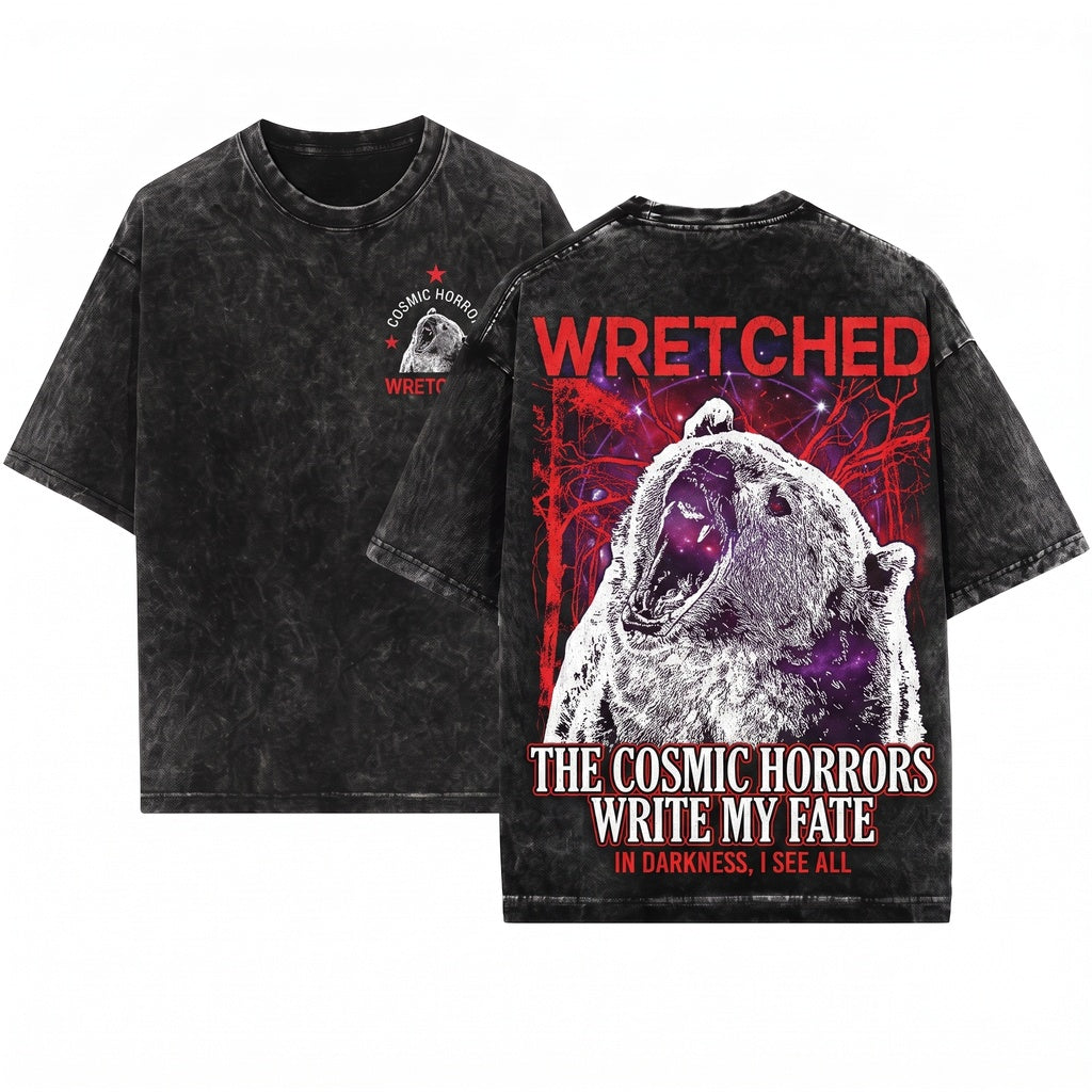 Wretched Bear Vintage Japanese Cosmic Horror Unisex Wash T-Shirt