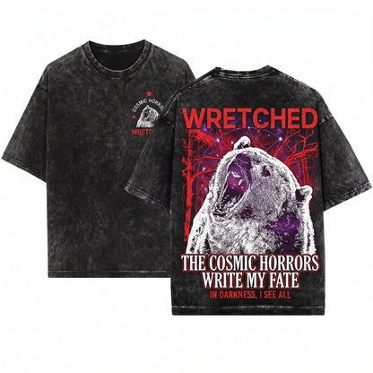 Wretched Bear Vintage Japanese Cosmic Horror Unisex Wash T-Shirt