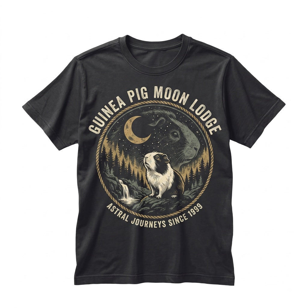 Vintage 90s Guinea Pig Howling at Full Moon Graphic Funny Pet Animal Lover Gift Unisex TShirt