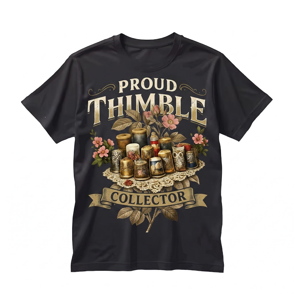 Vintage Thimble Collector Sewing Lover Whimsical Needlecraft Design Unisex TShirt