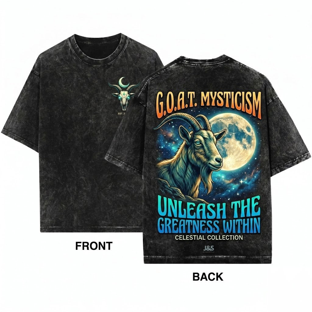 Retro Three Goats Vintage Moon Funny Oversized Graphic Silly Lovers Gift Unisex Wash T-Shirt