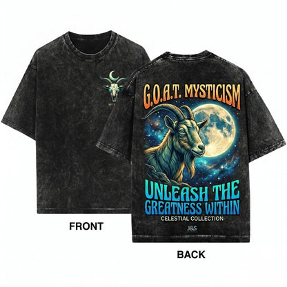 Retro Three Goats Vintage Moon Funny Oversized Graphic Silly Lovers Gift Unisex Wash T-Shirt