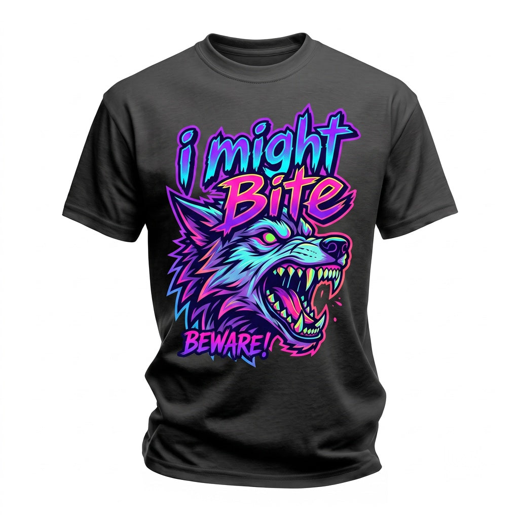 I Might Bite Sarcastic Attitude Minimalist Text Graphic Unisex TShirt