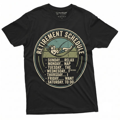 Funny Retirement Schedule Humor Graphic Novelty Gag Gift for Men Women Unisex TShirt
