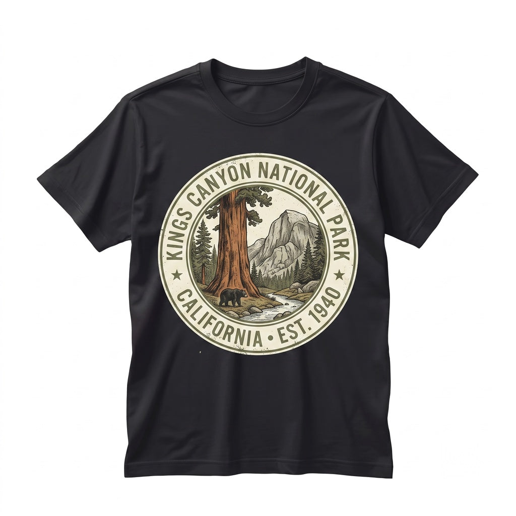 Vintage Kings Canyon Sequoia Forest California National Park Bear Hiking Nature Gift Unisex TShirt