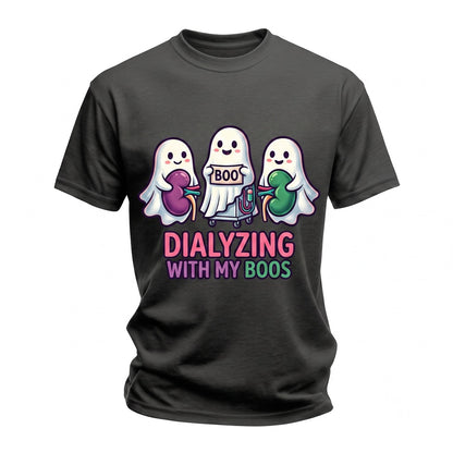 Dialyzing With My Boos Nephrology Nurse Cute Kidney Ghost Halloween Apparel Unisex TShirt