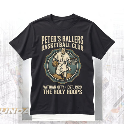 Pope Francis Basketball Funny Meme Graphic Religious Parody Streetwear Vintage Wash Edgy Art Gift Unisex TShirt