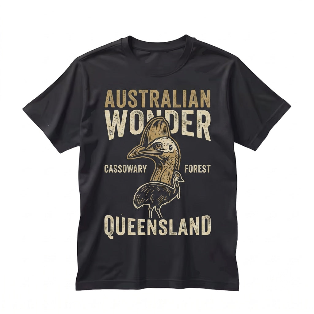 Vintage Cassowary Howling at the Moon 90s Retro Wildlife Bird Graphic Apparel, Unisex TShirt