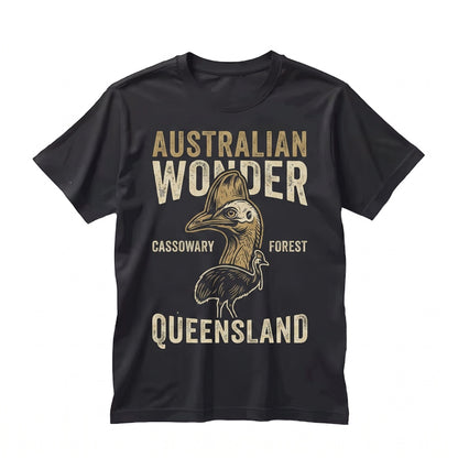 Vintage Cassowary Howling at the Moon 90s Retro Wildlife Bird Graphic Apparel, Unisex TShirt