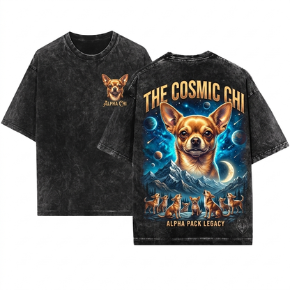 Vintage Chihuahua Howling at Full Moon 90s Retro Graphic Animal Lover Gift Unisex Wash T-Shirt