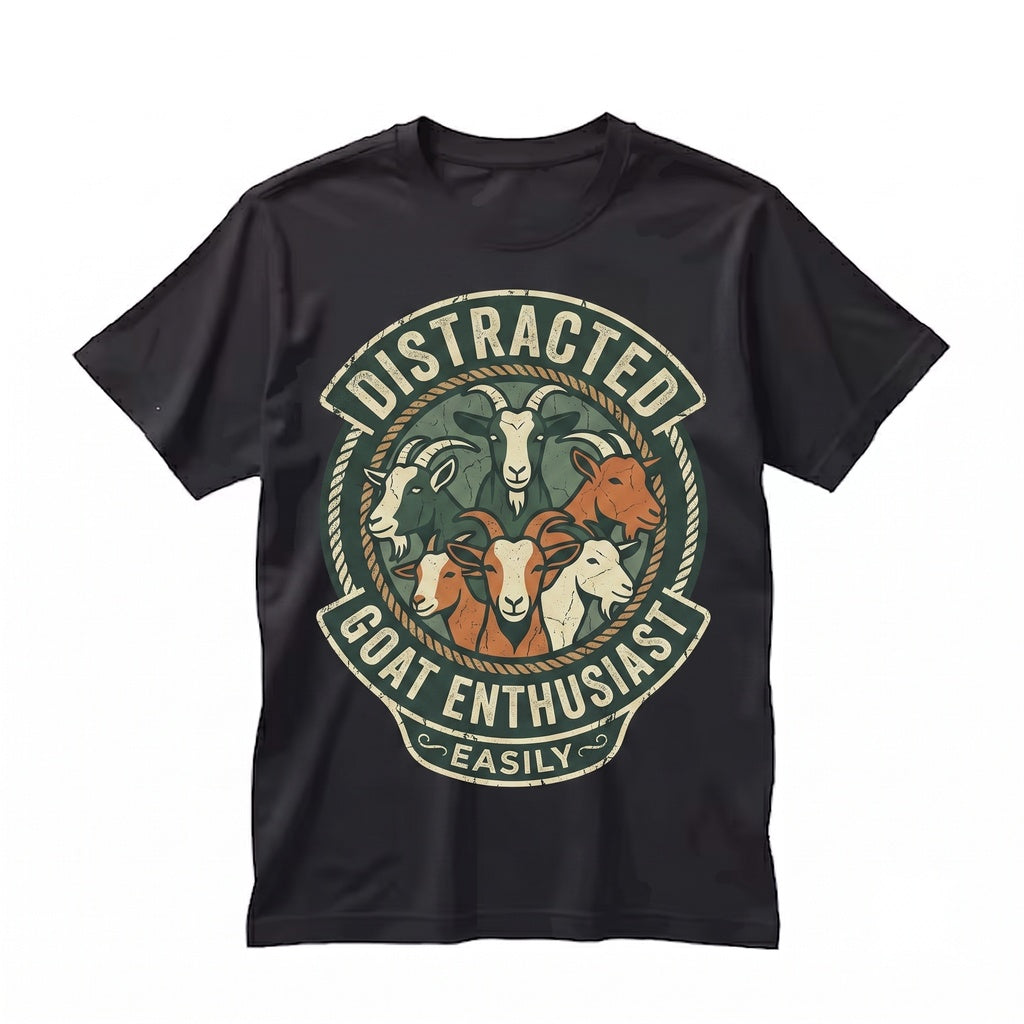 Easily Distracted By Goats Funny Vintage Farmer Gift Cute Barnyard Animal Lover Graphic Top Unisex TShirt