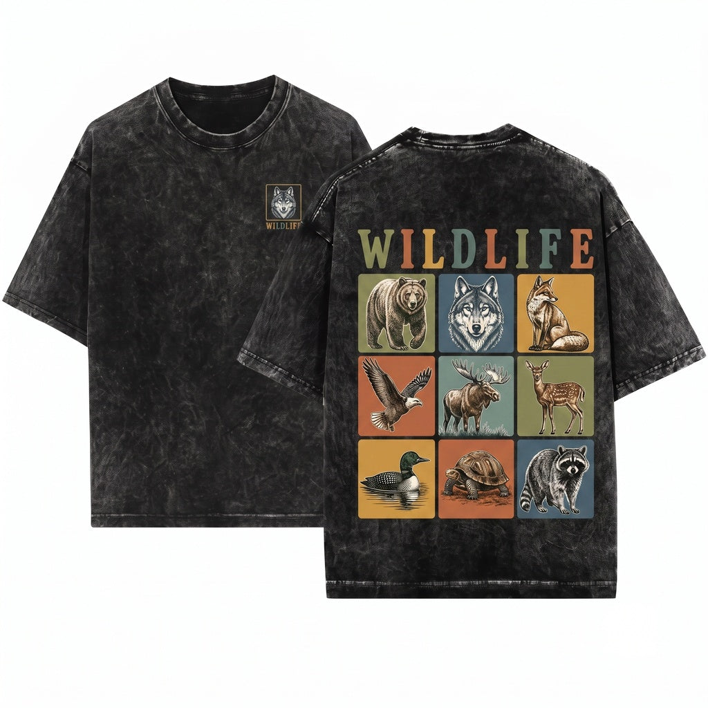 Retro Wildlife Nature Graphic Forest Animal Vintage Outdoor Gift Unisex Wash T-Shirt