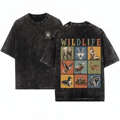 Retro Wildlife Nature Graphic Forest Animal Vintage Outdoor Gift Unisex Wash T-Shirt
