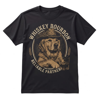 Cowboy Golden Retriever Funny Drinking Whiskey Dog Dad Lover Meme Gift Unisex TShirt