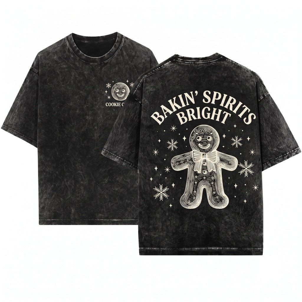 Christmas Holiday Baking Crew Gingerbread Cookie Unisex Wash T-Shirt