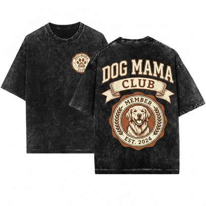 Dog Mama Lightweight Crewneck Pet Owner Apparel Unisex Wash T-Shirt
