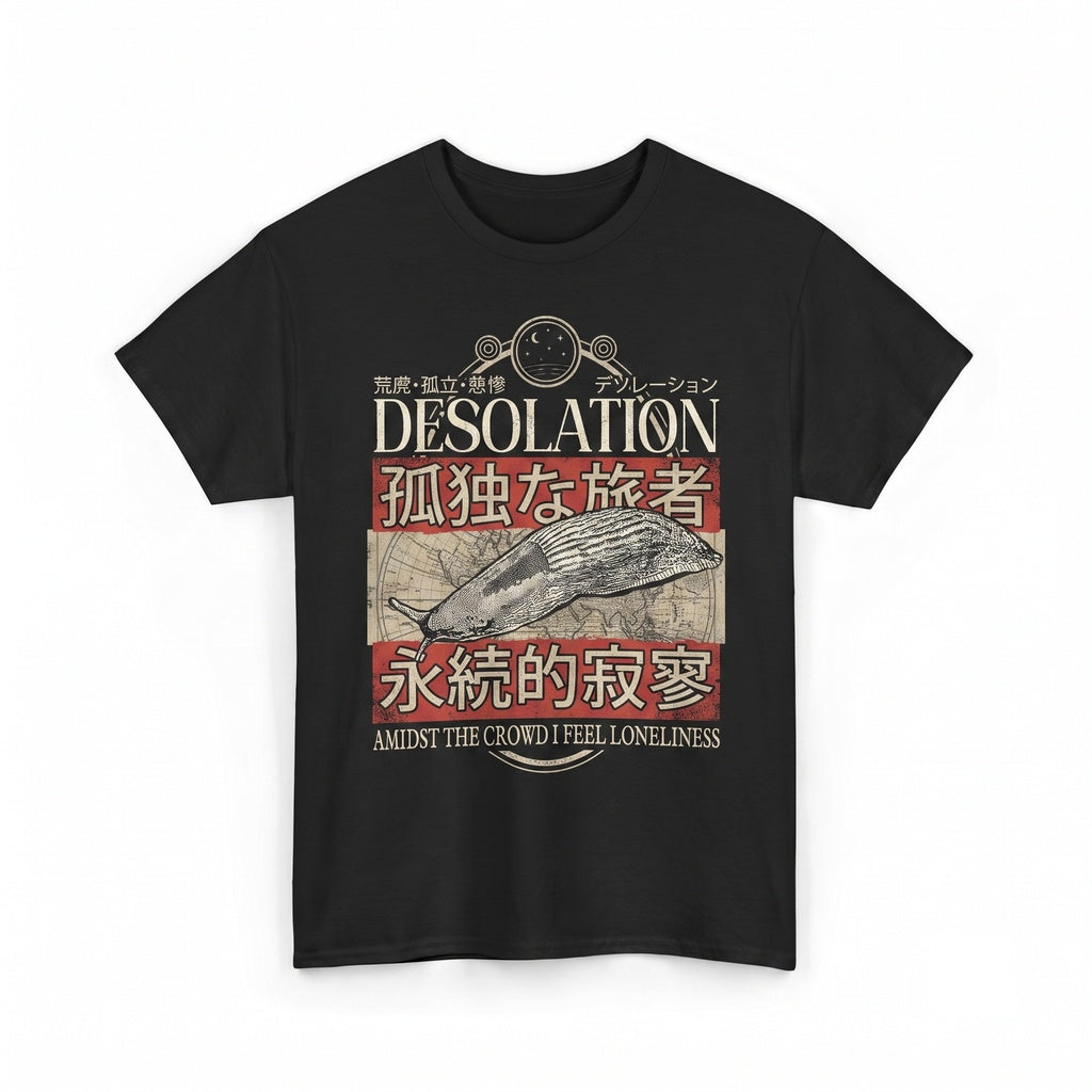 Vintage Desolation Lonely Amidst Crowd Japanese Slug Graphic Print Cotton Unisex TShirt