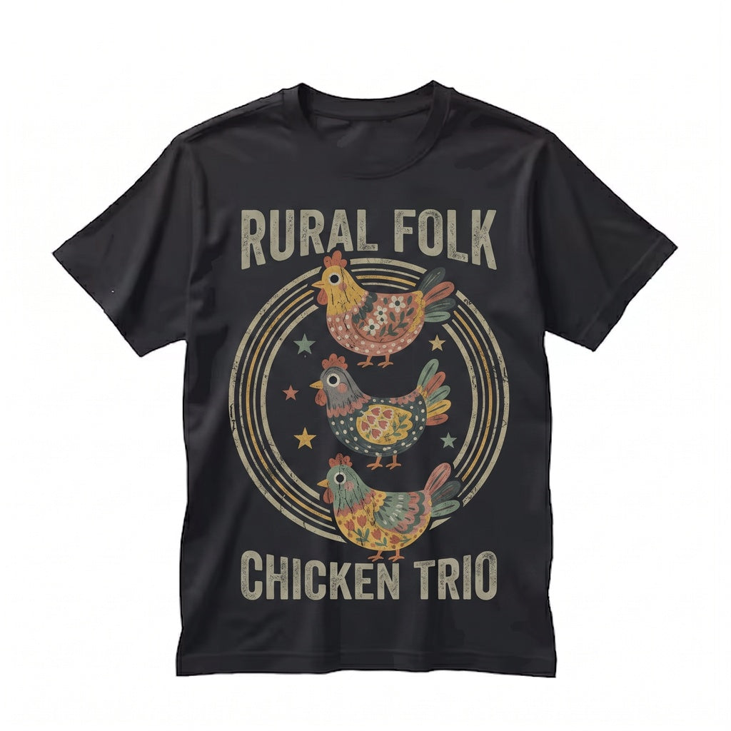 Colorful Floral Folk Art Hen Cute Farm Animal Graphic Whimsical Lover Gift Unisex TShirt
