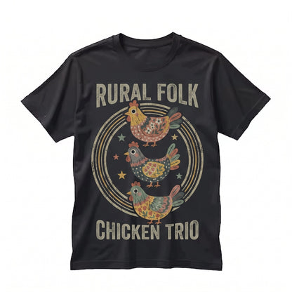 Colorful Floral Folk Art Hen Cute Farm Animal Graphic Whimsical Lover Gift Unisex TShirt