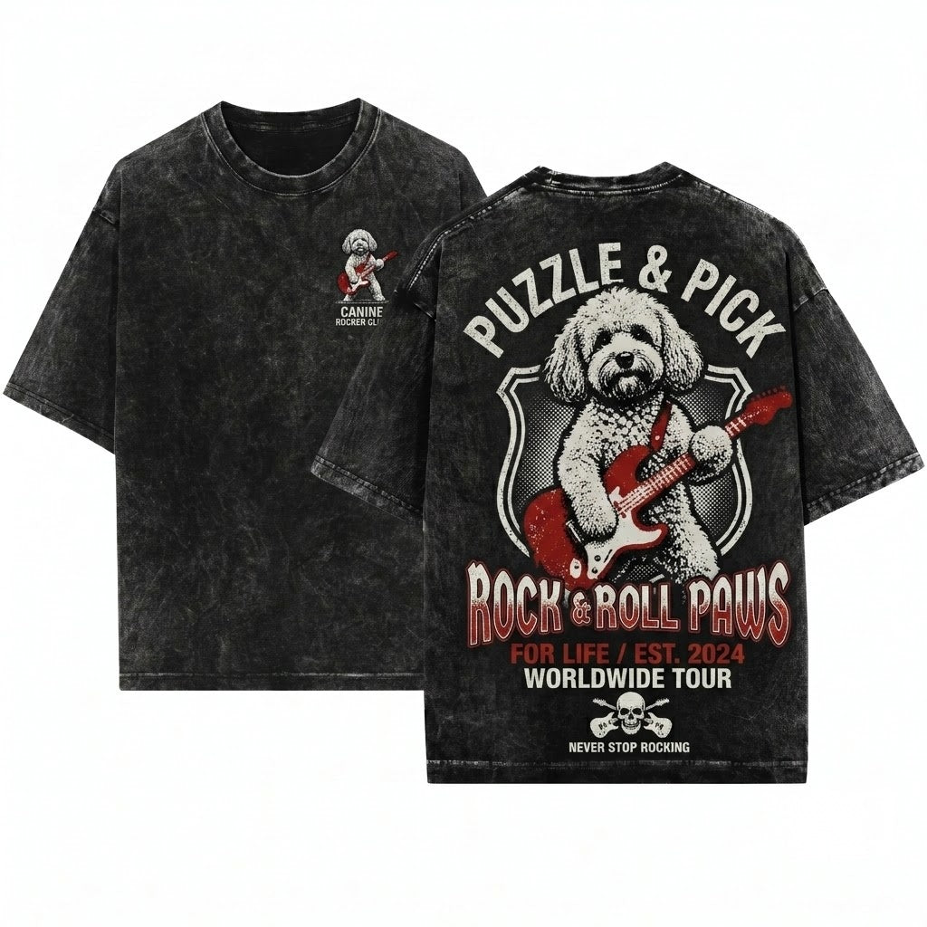 Cockapoo Rock Guitar Music Lover Funny Doodle Dog Mom Dad Gift Unisex Wash T-Shirt