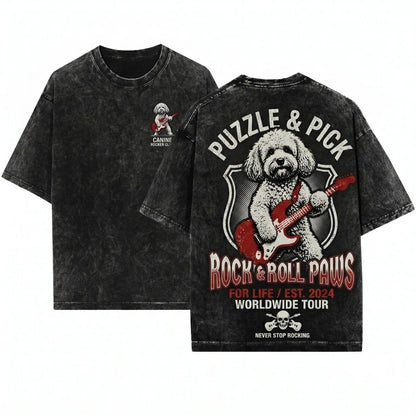 Cockapoo Rock Guitar Music Lover Funny Doodle Dog Mom Dad Gift Unisex Wash T-Shirt