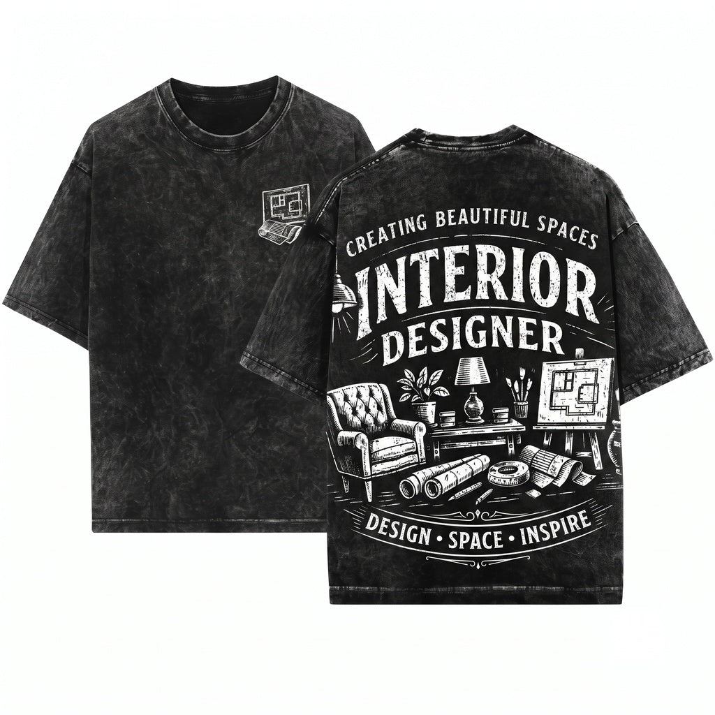 Interior Designer Creating Spaces Vintage Style Design Professional Unisex Wash T-Shirt