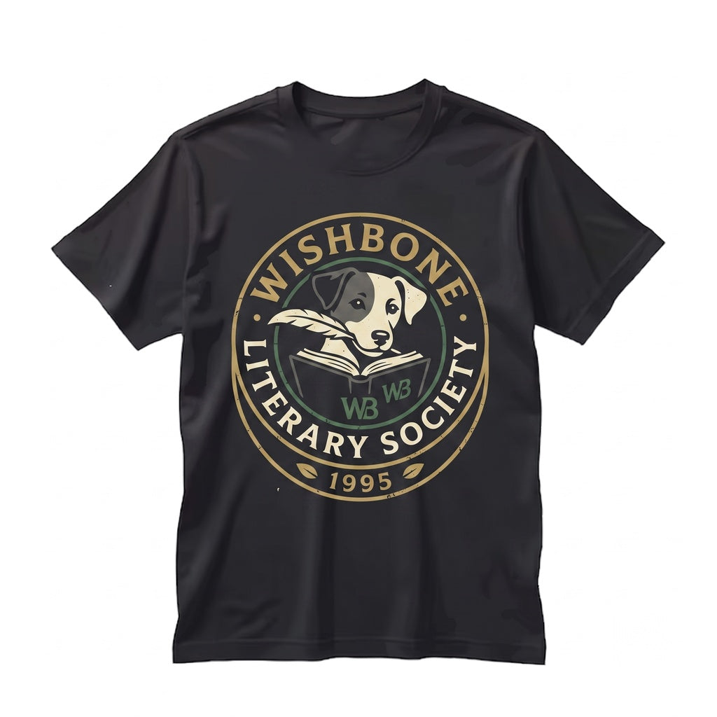 Vintage Wishbone Dog Literary Society Book Lover 90s Nostalgia Teacher Gift Unisex TShirt