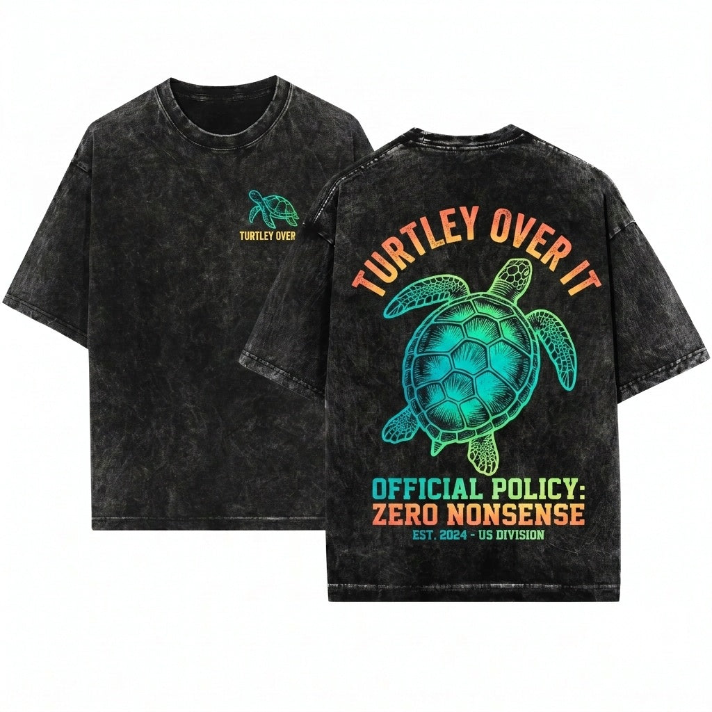 Minimal Cute Funny Sea Turtle Ocean Animal Coastal Aesthetic Beach Lover Unisex Wash T-Shirt