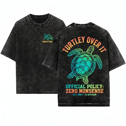 Minimal Cute Funny Sea Turtle Ocean Animal Coastal Aesthetic Beach Lover Unisex Wash T-Shirt