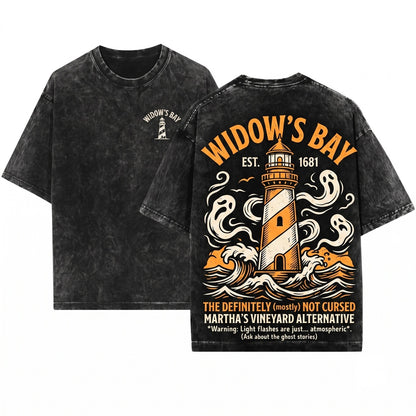 Widows Bay Tourist Horror Graphic Retro Haunted Town Travel Crewneck Halloween Costume Unisex Wash T-Shirt