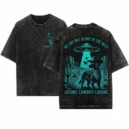 UFO Irish Setter Cowboy Dog Mom Dad Gift Ranch Country Desert Wild West Unisex Wash T-Shirt