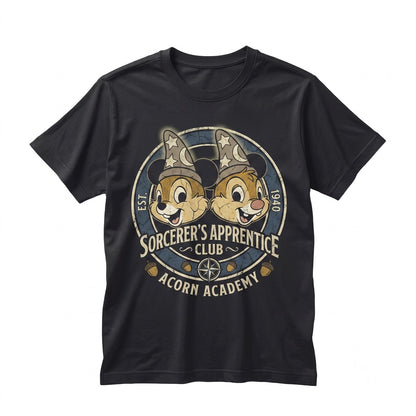 Chip and Dale Sorcerer Wizard Hat Magical Vacation Theme Park Family Matching Apparel Unisex TShirt