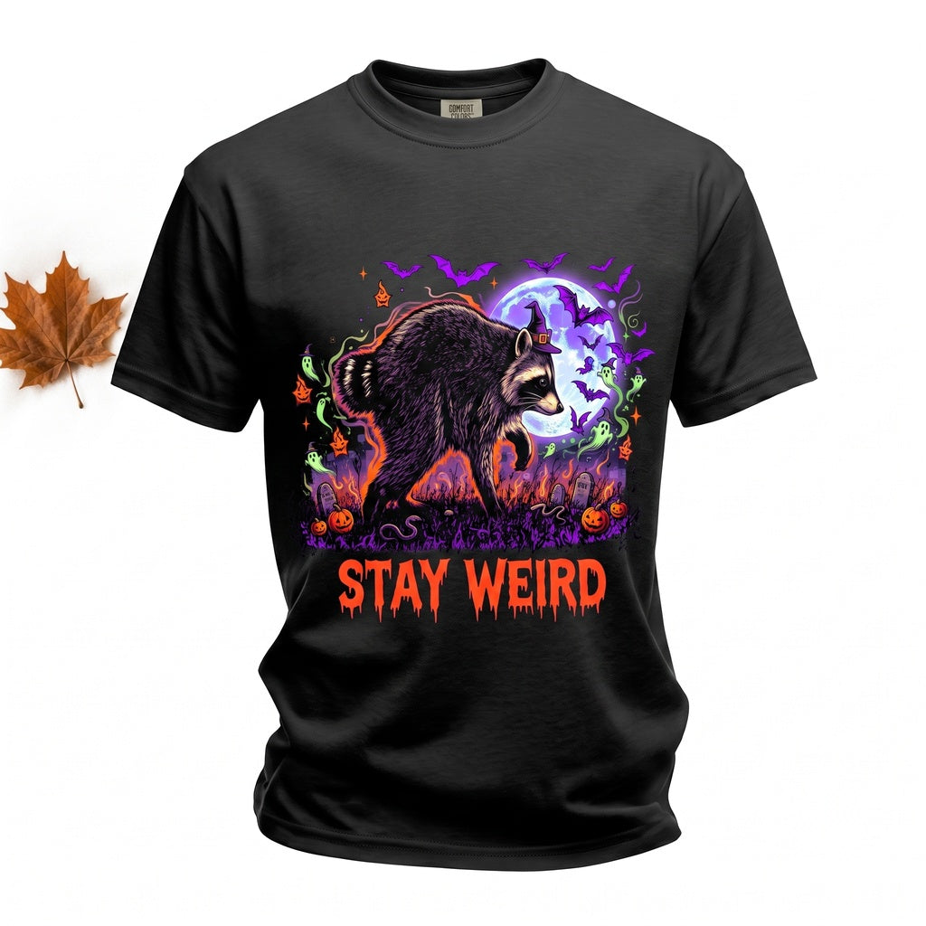 Stay Weird Halloween Spooky Witch Cute Funny Raccoon Animal Unisex TShirt
