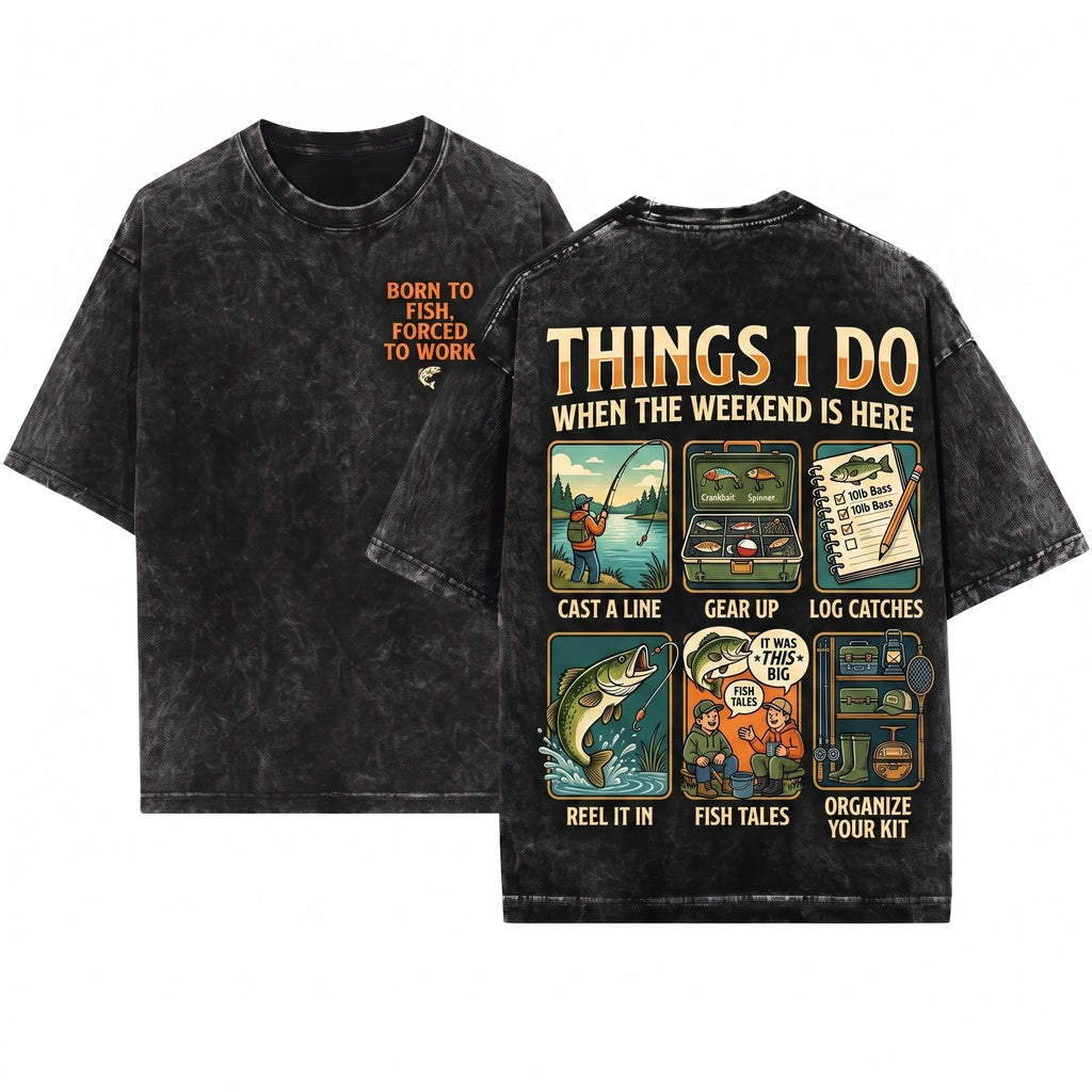 Things I Do In My Spare Time Funny Fishing Angler Fisherman Hobby Outdoor Humor Graphic Gift Idea Unisex Wash T-Shirt