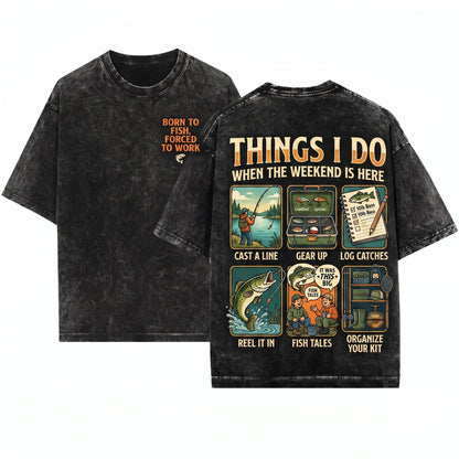 Things I Do In My Spare Time Funny Fishing Angler Fisherman Hobby Outdoor Humor Graphic Gift Idea Unisex Wash T-Shirt