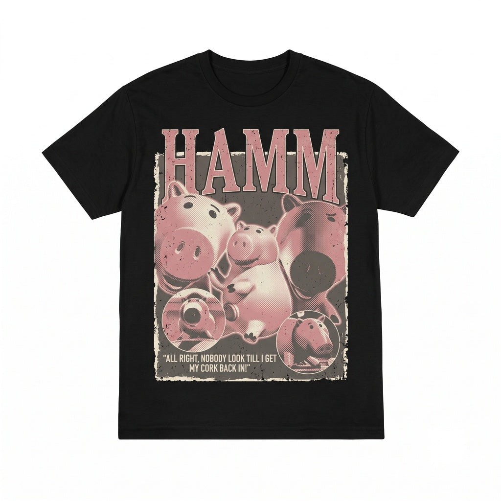 Oversized Retro Hamm Piggy Bank Theme Park Matching Family Graphic Cotton Unisex TShirt