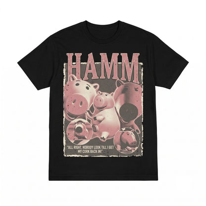 Oversized Retro Hamm Piggy Bank Theme Park Matching Family Graphic Cotton Unisex TShirt