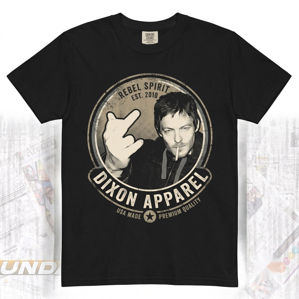 Daryl Dixon Norman Reedus Middle Finger Graphic Vintage 90s Rap Merch Retro Washed Black Unisex TShirt