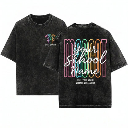 Custom Personalized Mascot School Name Team Spirit Teacher Student Gift Unisex Wash T-Shirt