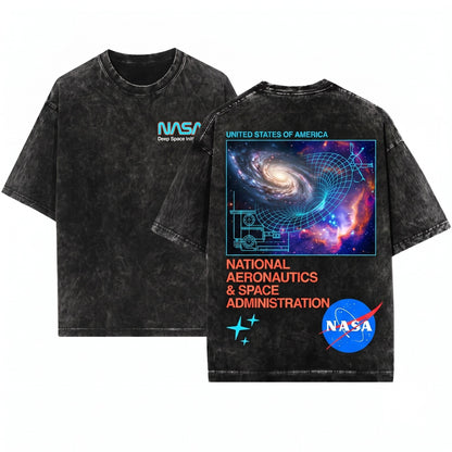NASA Wormhole Space Nerd Graphic Apparel Unisex Wash T-Shirt