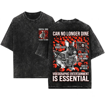 I Can No Longer Dine Rabbit Vintage Japanese Graphic Unisex Wash T-Shirt