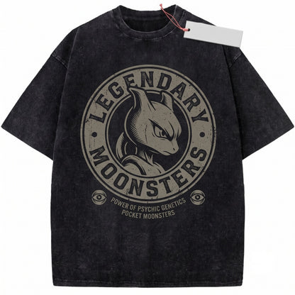Psychic Clone Mewtwo Vintage Acid Wash Anime Graphic Oversized Retro Gamer Gift Unisex TShirt