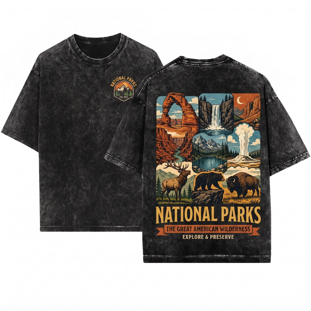 Explore Wild National Parks Vintage Nature Graphic Retro Hiking Camping Adventure Travel Gift Unisex Wash T-Shirt