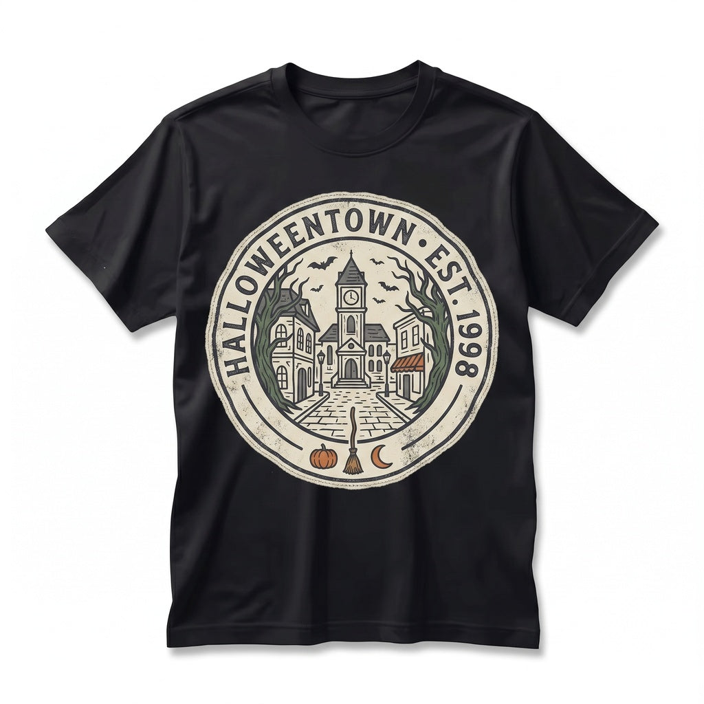 Vintage Spooky Town University Est 1998 College Retro Pumpkin Fall Graphic Crewneck Autumn Holiday Gift Unisex TShirt