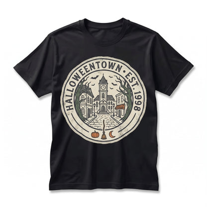 Vintage Spooky Town University Est 1998 College Retro Pumpkin Fall Graphic Crewneck Autumn Holiday Gift Unisex TShirt