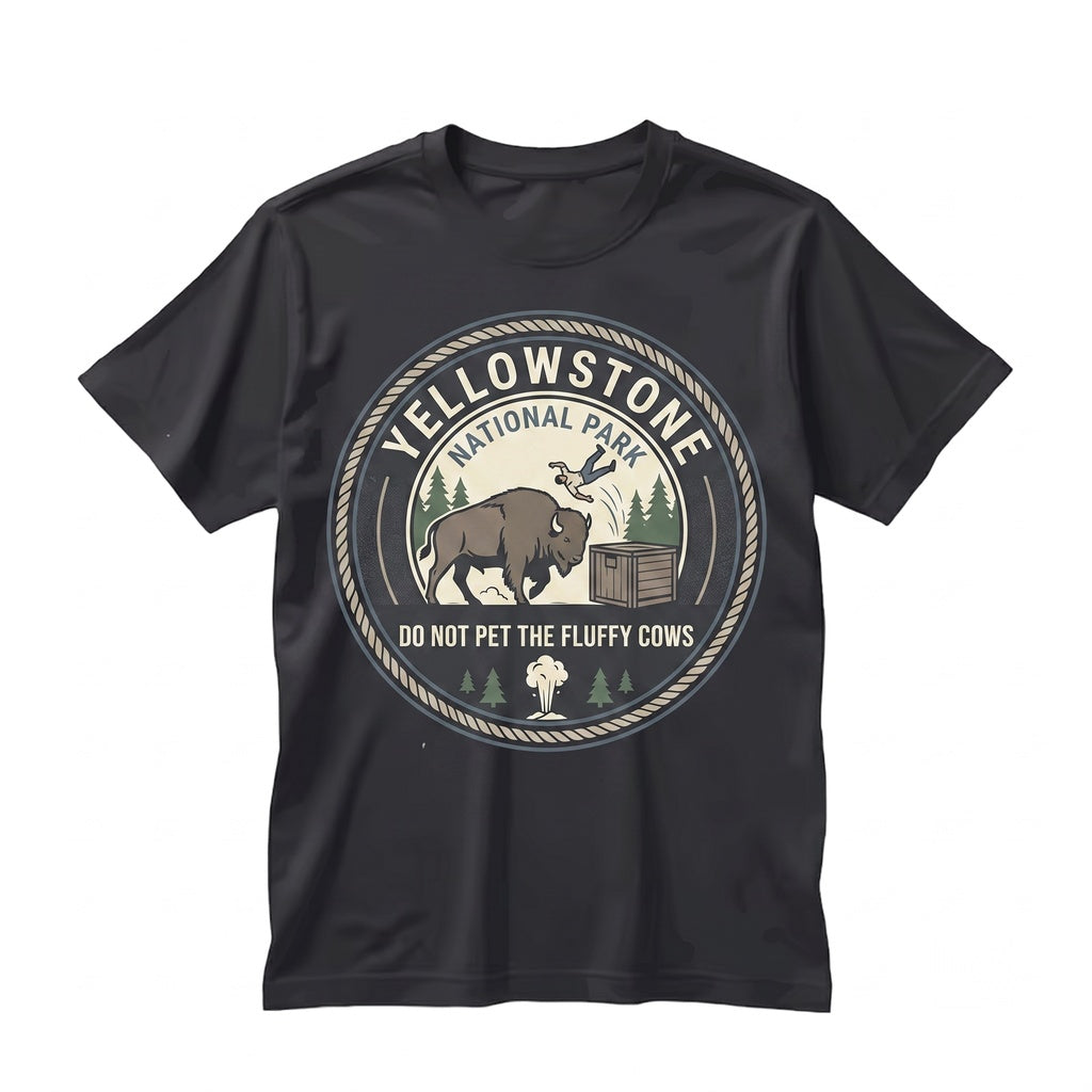 Do Not Pet The Fluffy Cow Bison Yellowstone National Park Family Vacation Matching Camping Summer Graphic Unisex TShirt