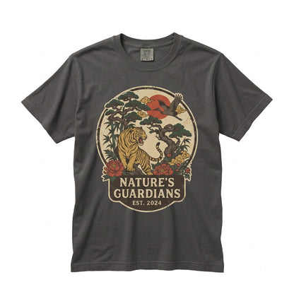 Vintage Japanese Tiger Graphic Floral Asian Samurai Retro Nature Art Aesthetic Gift Unisex TShirt