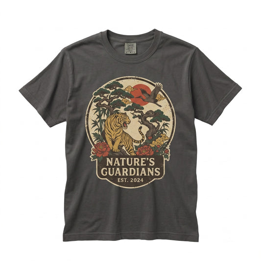 Vintage Japanese Tiger Graphic Floral Asian Samurai Retro Nature Art Aesthetic Gift Unisex TShirt