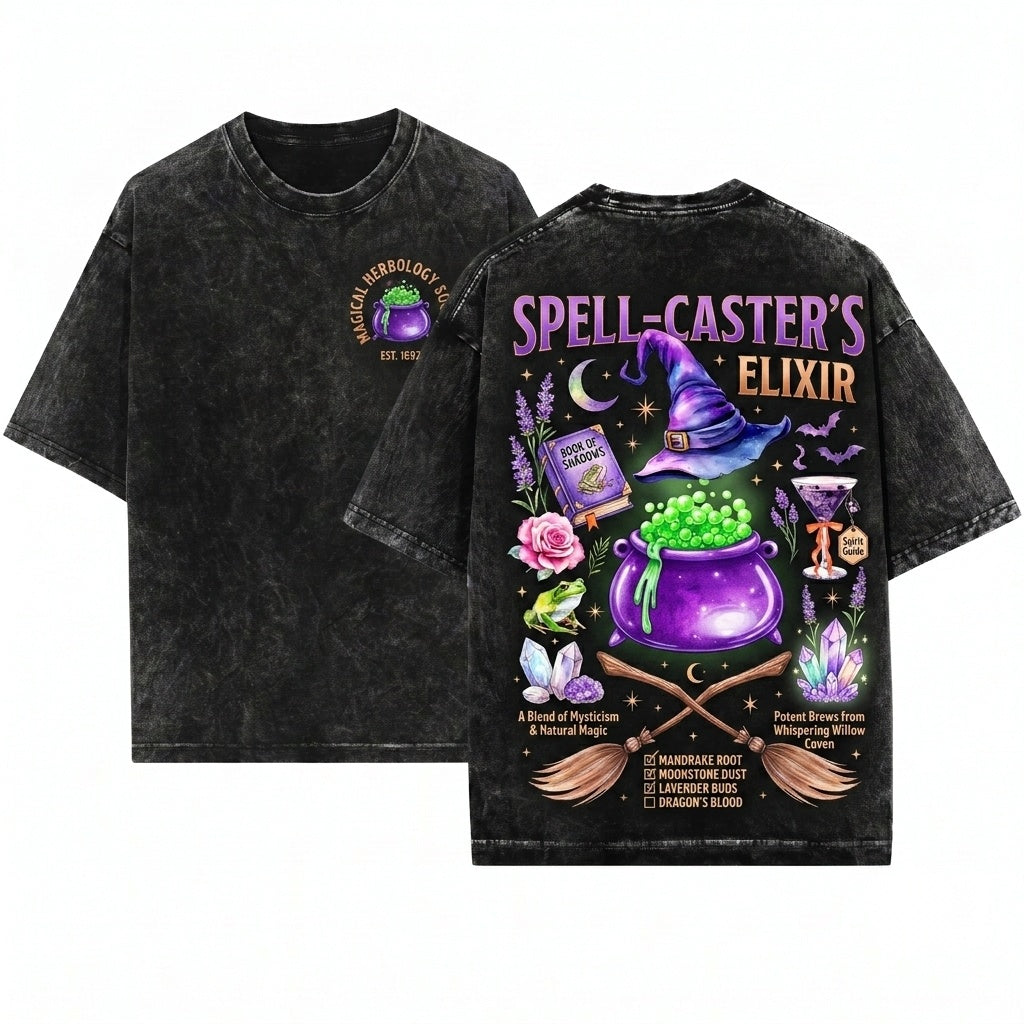 Magical Witchy Halloween Spooky Autumn Unisex Wash T-Shirt